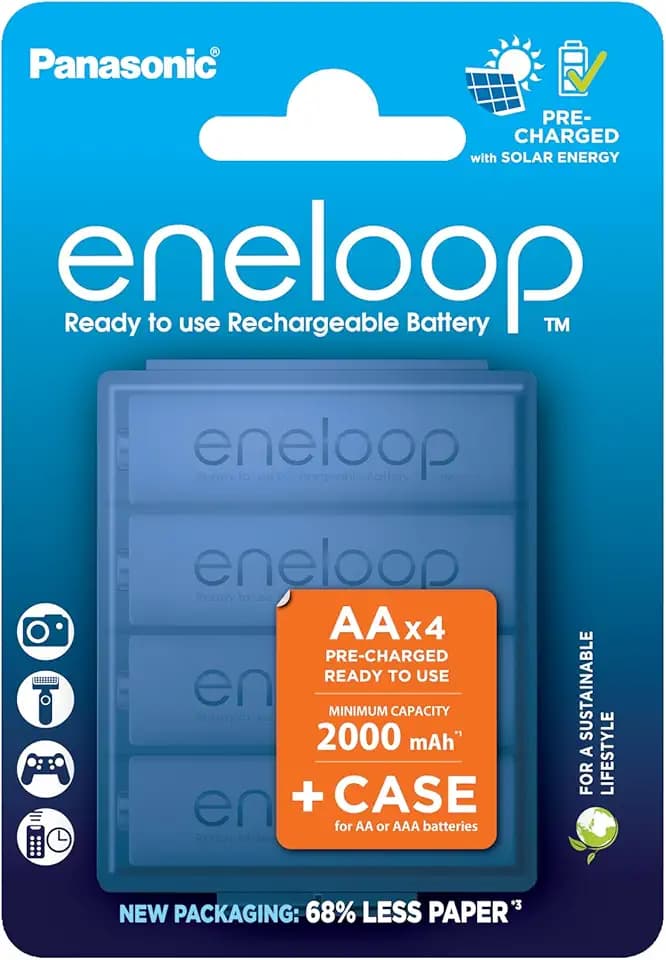 eneloop - AA Akkus Wiederaufladbar (4 Stück) - 2000 mAh NiMH Batterien