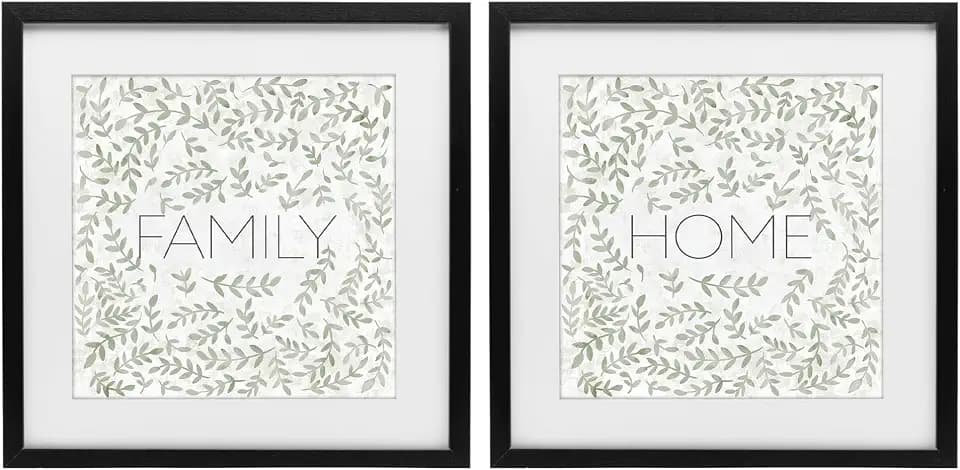 Curved Ivy Sprigs Family, 16 x 16 Inch Framed Print Under Glass Set