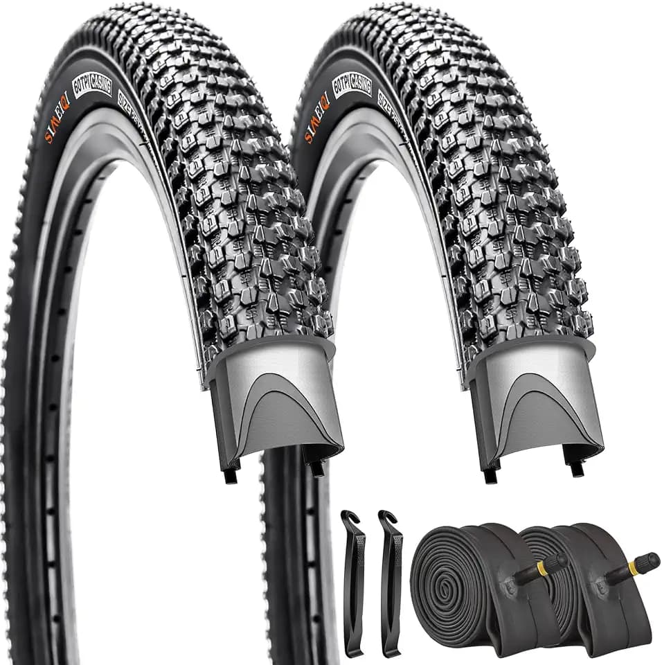 2 Pack 26"x1.95" 26"X2.125" Inch 60TPI Bike Tires with or Without Inner Tubes and Levers for Mountain Replacement City Road Trails Bicycle Tires