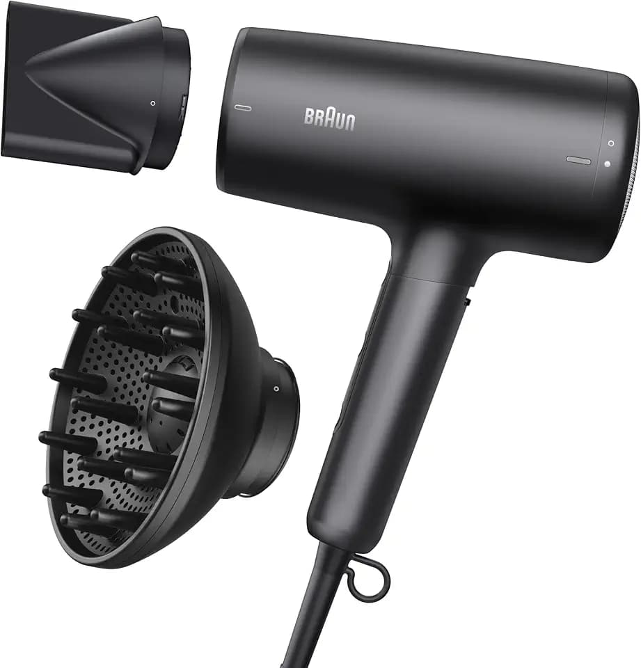Braun Hair Dryer with Diffuser, Blow Dryer with Super-Ionic Technology Reduces Static and Frizz for Smooth, Shiny, Healthy Looking Hair