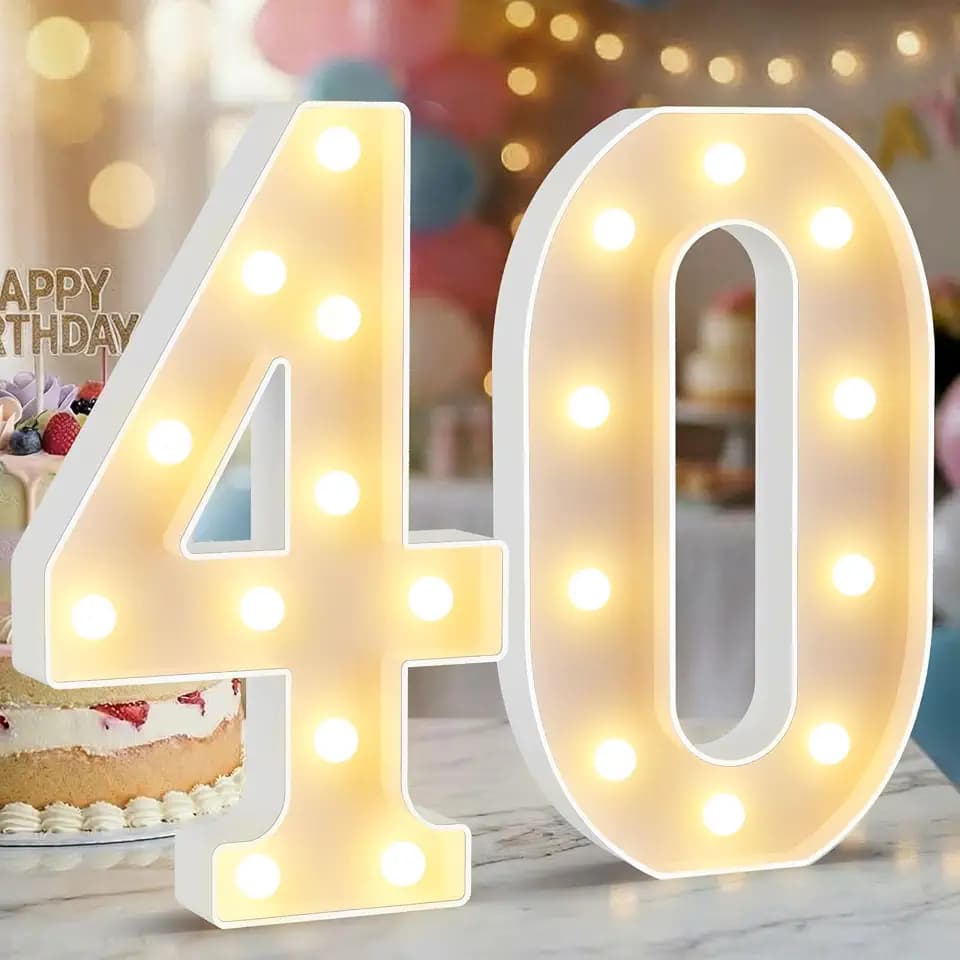 12.6 Inch Marquee Light Up Numbers 40 for Party Decorations