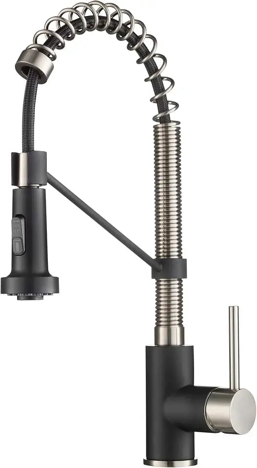 KRAUS Stainless Steel Matte Black Pull Down Kitchen Faucet KPF-1610SFSMB
