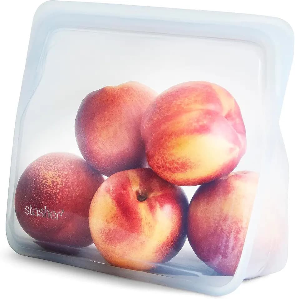 Stasher Reusable Silicone Food Storage Bag, Stand-Up Mid, Clear, 56 oz