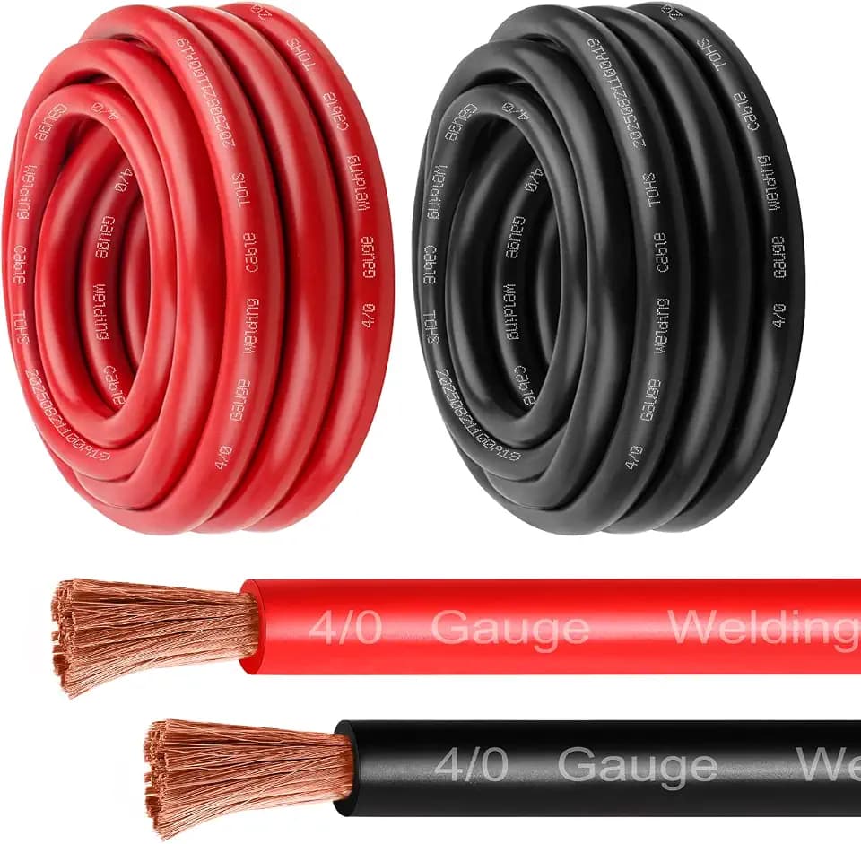 MOOKEERF 4/0 Gauge Battery Cable - 20FT Red + 20FT Black 4/0 AWG Welding Cable Flexible Stranded Oxygen-Free Pure Copper Wire for Automotive, Battery, Inverter, Solar, Marine and Generator