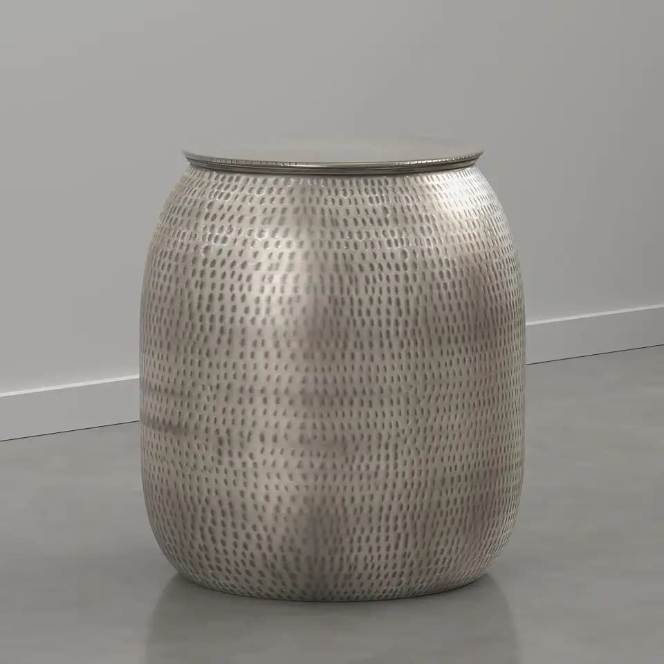 SIMPLIHOME Griffen 19" Wide Storage Metal Table in Antique Nickel