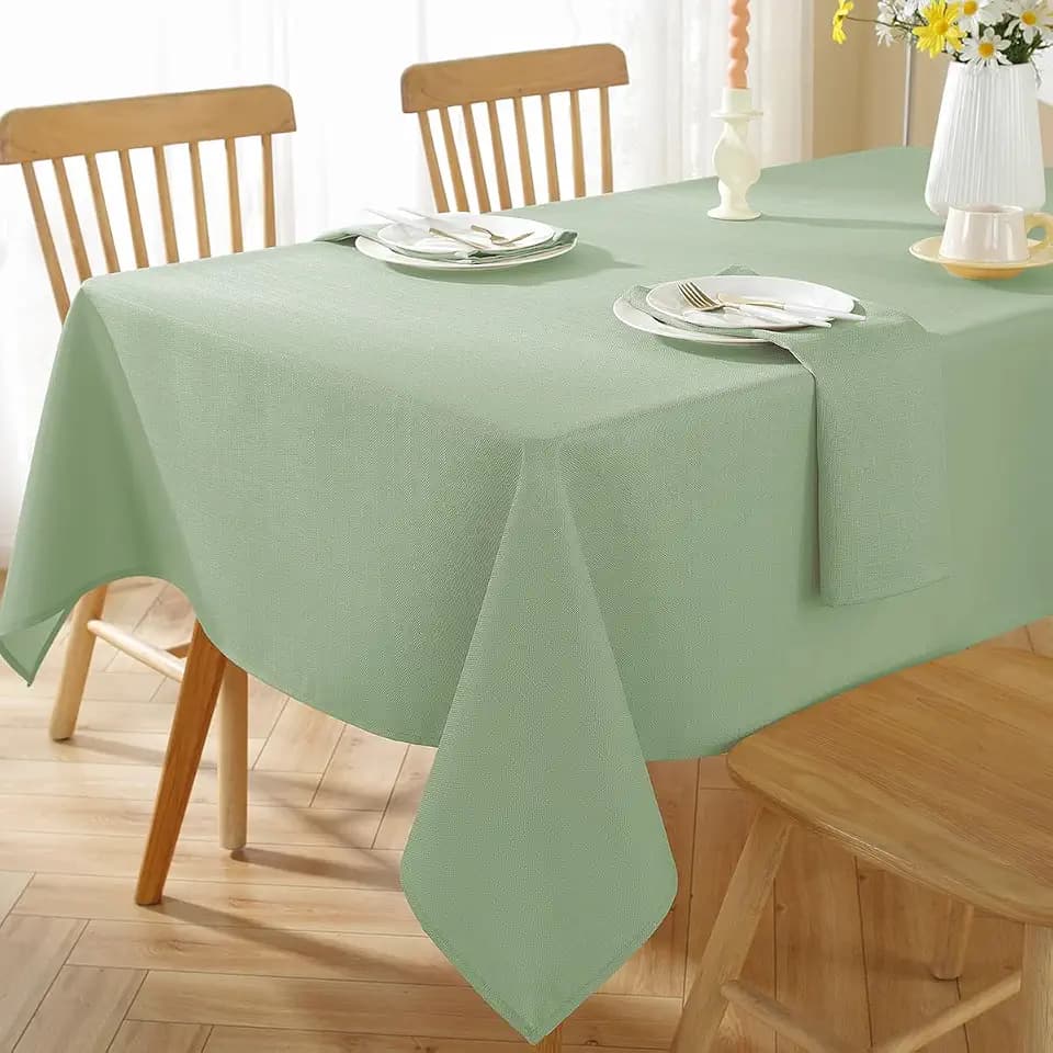 SASTYBALE Sage Green Textured Tablecloth Rectangle 60 x 120 Inch