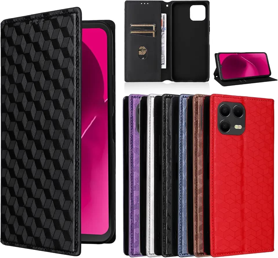 BAILI Hülle für T-Mobile T Phone 3 Pro, PU Leder Klappbar Wallet Schutzhülle Tasche Standfunktion Handyhülle für T-Mobile T Phone 3 Pro, Quadrat1