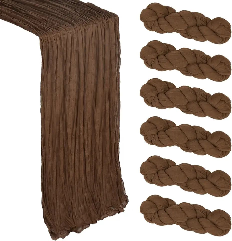 6 Pack 35 x 120 Inch Brown Table Runner Cheesecloth