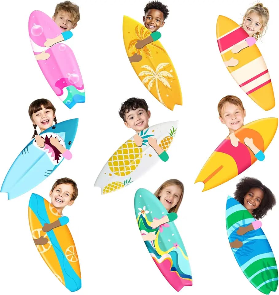 45Pcs Summer Paper Cutouts Cardboard Cut Outs for DIY Craft Classroom Hawaiian Beach Surf Bulletin Board Decorations Tropical Classroom Decor for Wall Home Party