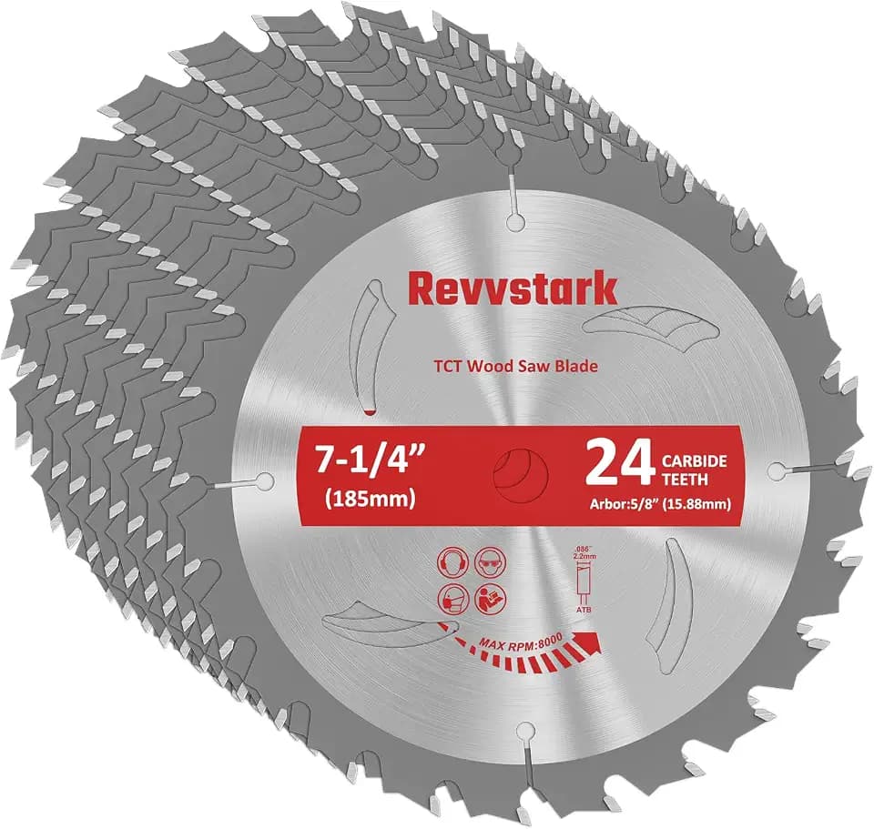 10 PCS Circular Saw Blade 7-1/4" 24T for Cutting Wood, 5/8" Arbor