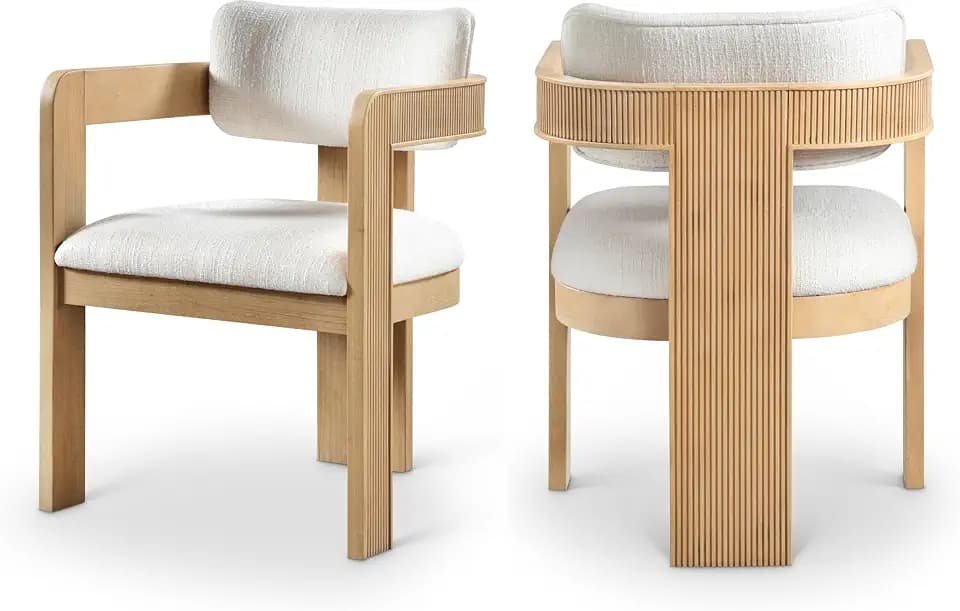 Meridian Furniture Sacha Linen Blend Dining Chair, Cream, Set of 2