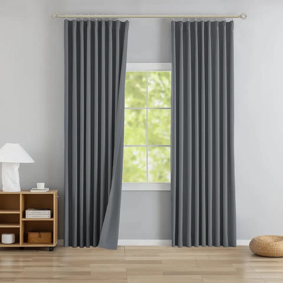 DONREN Neutral Gray Pinch Pleated Blackout Curtains with Hooks - 104 inch Length Room Darkening Thermal Insulated Window Curtain Panels for Living Room Bedroom 2 Panel 40" Wx104 L