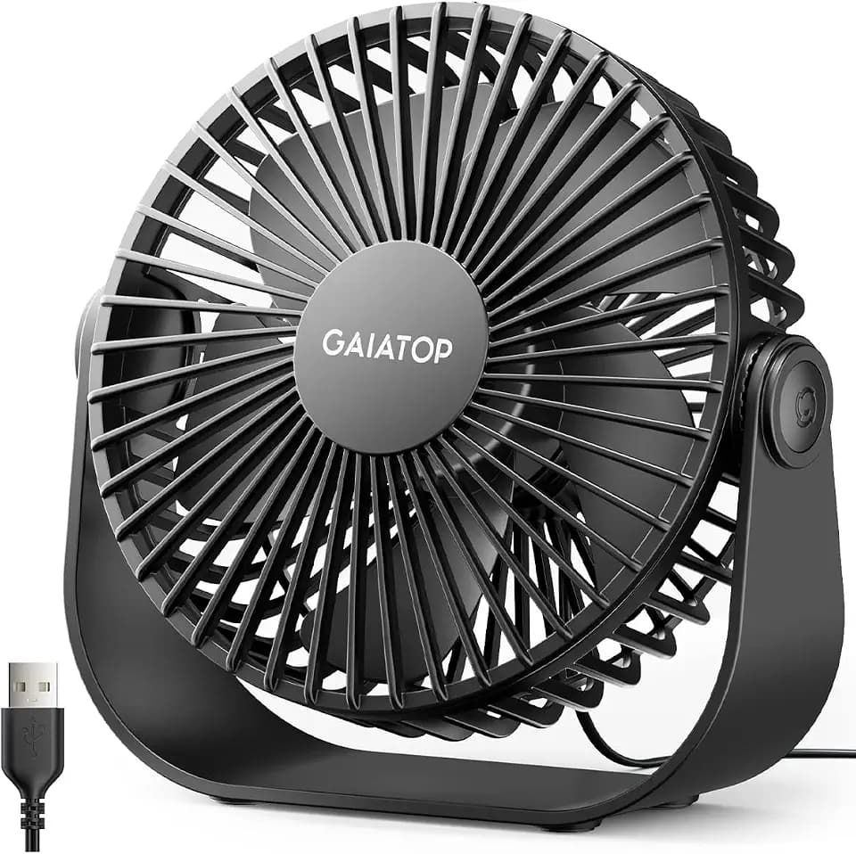 Gaiatop USB Desk Fan, 5.5 Inch Quiet Small Portable Personal Table Fan