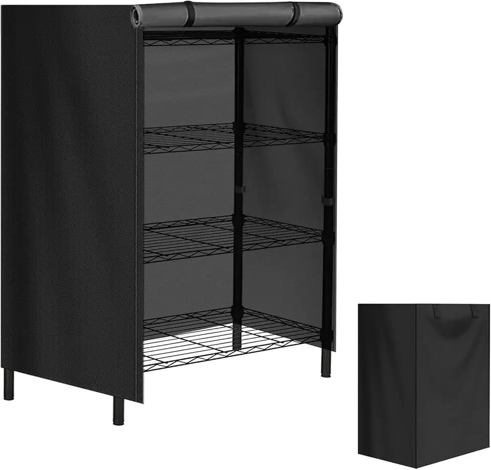 Storage Shelf Cover Waterproof Wire Rack Cover with Zipper 25"Lx15"Wx30"H