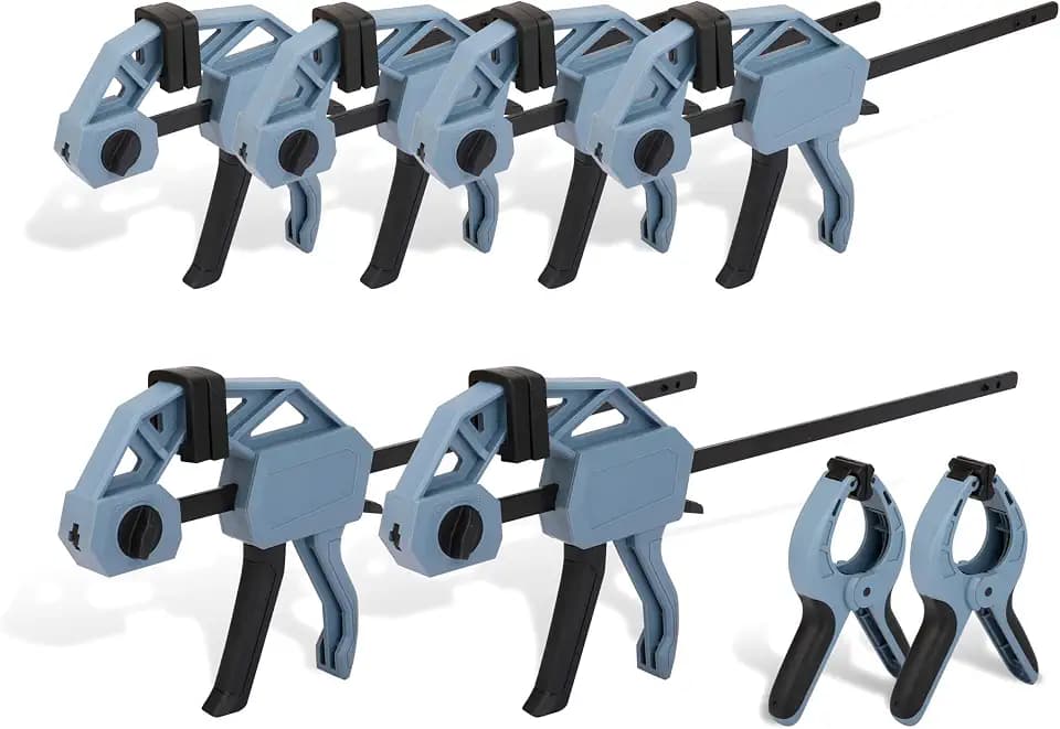 TEMPEST 8‑Pack Woodworking Clamp Set, 4×6" & 2×12" Bar Clamps with 2×6" Dual‑Spring Spring Clamps, 150+ LBS, 2‑in‑1 Clamp & Spreader, One‑Hand Operated for Wood Gluing, Carpentry, Home DIY & Crafts