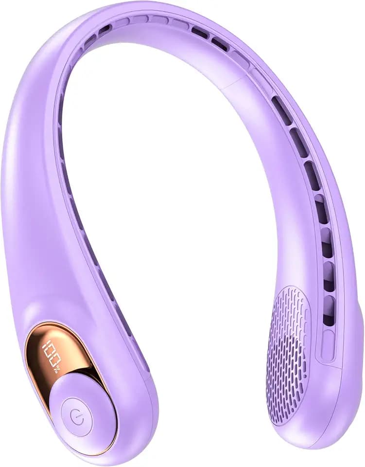 KIDEE Neck Fan, Bladeless Neck Fans Portable Rechargeable, Upgrade 360° Airflow, 3 Speeds, Headphone Design, 4000mAh Battery Operated Personal Wearable Fan Hands Free for Travel Indoor Outdoor