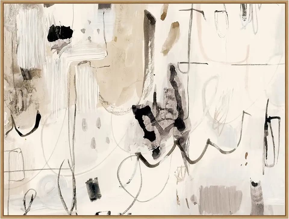 Amanti Art Framed Canvas Wall Art 32x42 Net Neutral II by Victoria Barnes, Framed Wall Art Canvas, Abstract Artwork, Modern Contemporary Decor, Oversize Poster Painting for Living Room, Bedroom
