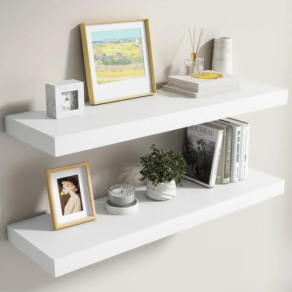 Dreamland White Floating Shelves 36 Inch Long,8 Inch Deep Floating Shelves,36" W x 8" D Wall Shelves for Bedroom,Living Room,Kitchen,Bathroom,Set of 2