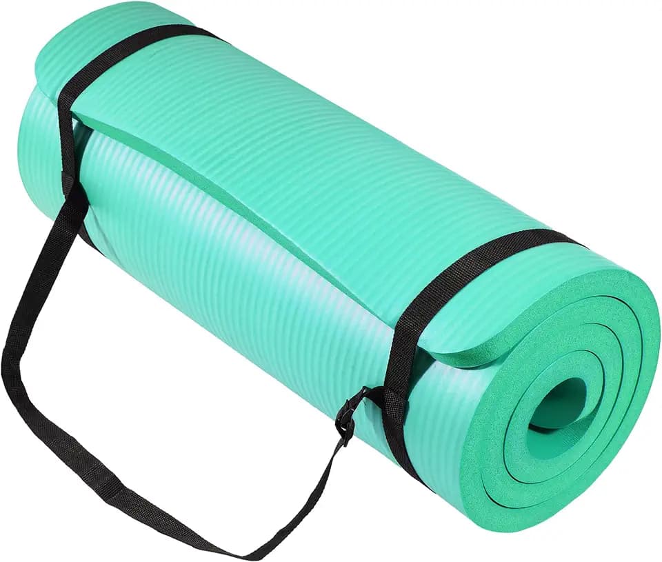 Signature Fitness Extra Thick High-Density Foam Yoga Mat – Multiple Thicknesses (1/2" & 1") / Multiple Colors – Double-Sided Non-Slip Surface – with Carrying Strap for Pilates, Yoga & Home Workouts