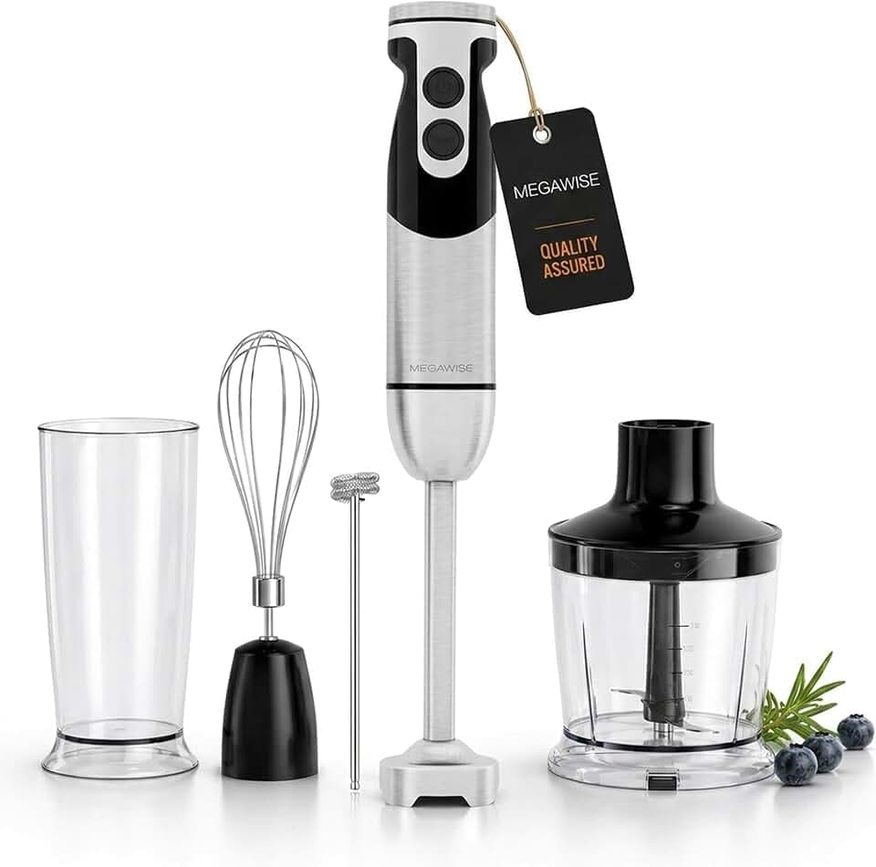 MEGAWISE 1000W Hand Blender,Multi-Attachment Immersion Blender with Chopper
