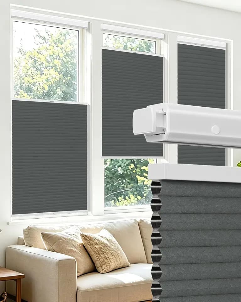 Allesin zen No Drill Top Down Bottom Up Cellular Shades,Grey,29" Wx64 H