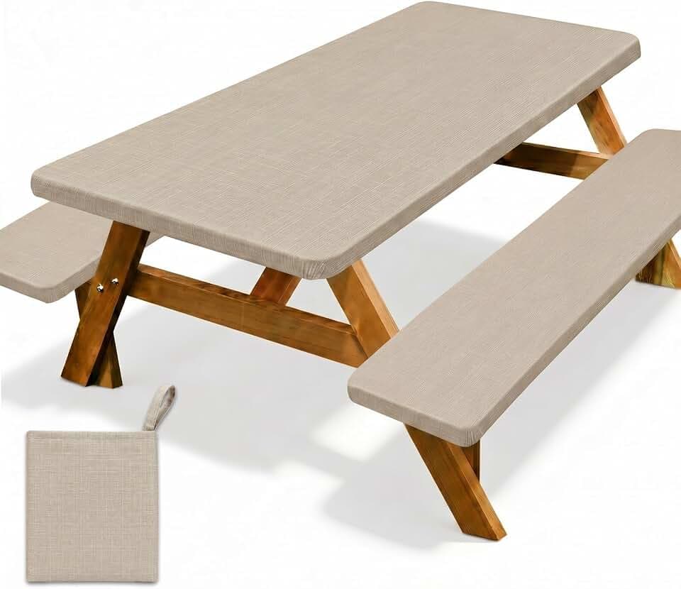 3 Piece Picnic Table Cover with Bench Covers, Camping Essentials