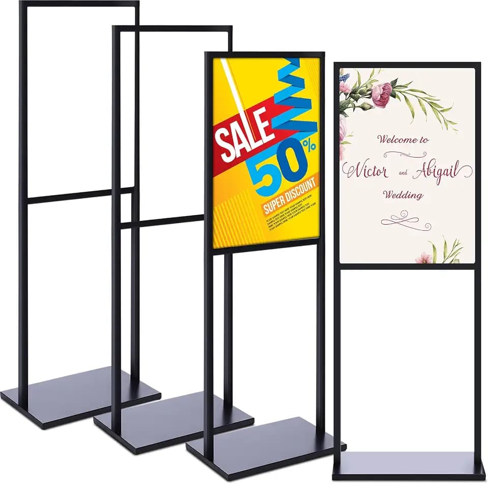 Blulu 4 Pack Sign Holder 24"x32" Slide-in Poster Stand, Black