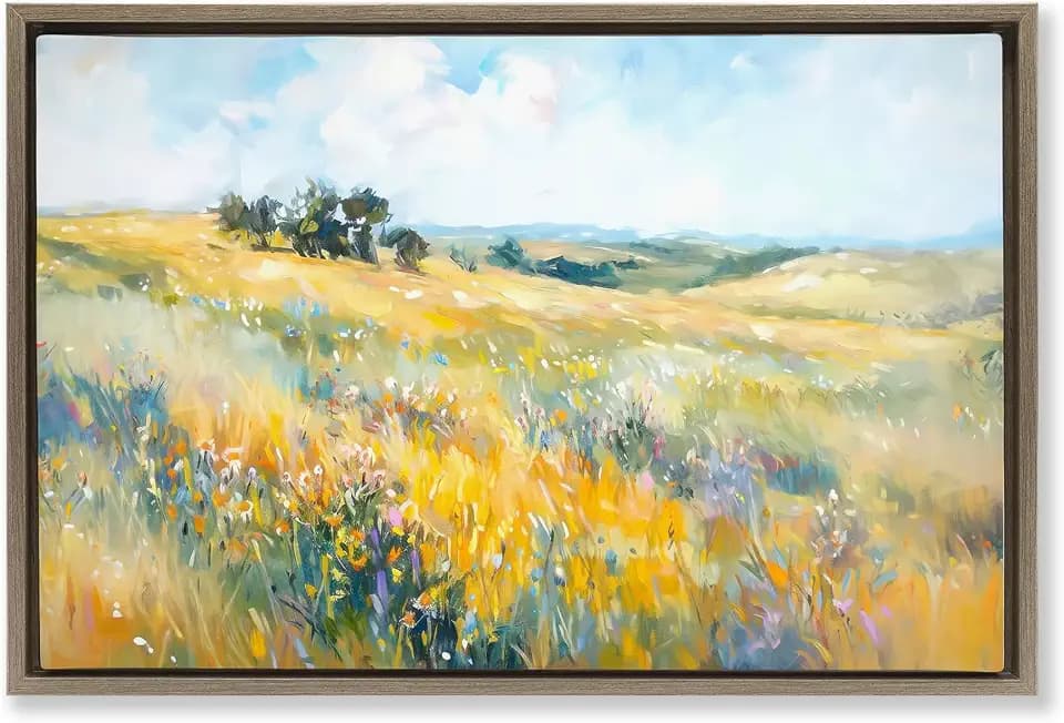 Country Prairie Landscape Floral, 20 x 30 Inch Canvas in Floater Frame