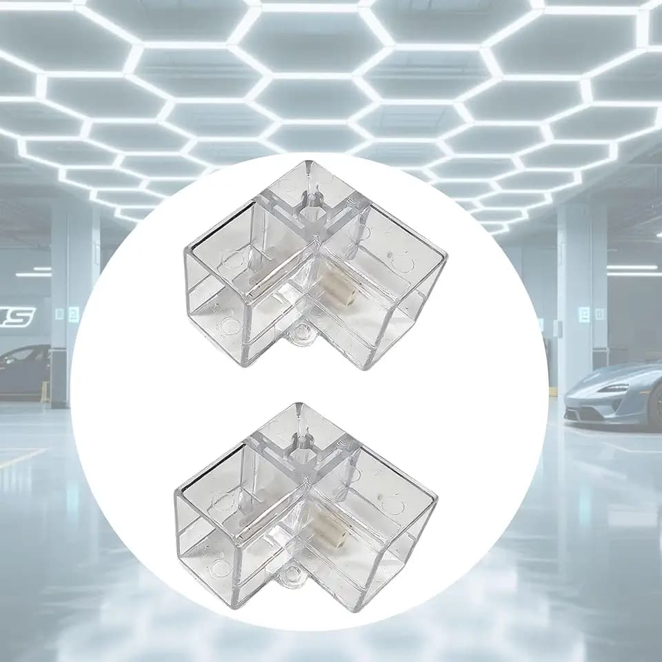 Hexagon LED Light Bars, Connectors & Power Cable Accessories – DIY Modular Honeycomb Garage Lighting System Parts for Ceiling, Gym, Workshop, Studio Replacement (L Connector 2PCS)