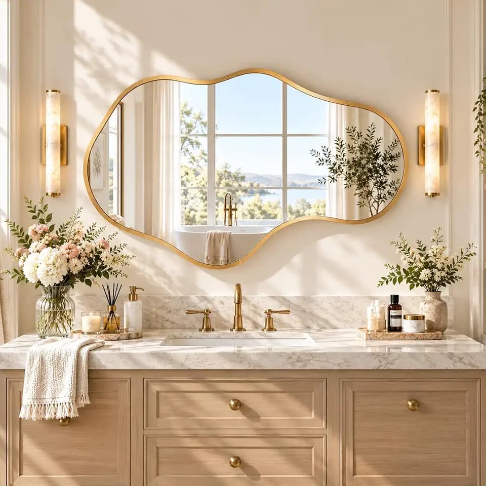 Bathroom Mirror for Over Sink-Gold Room Decor Wall Mirror 22"x 36"