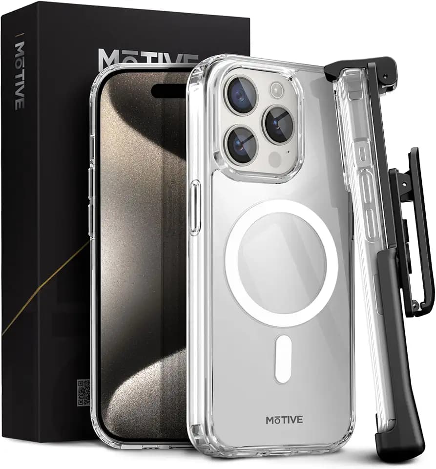 MOTIVE for iPhone 15 Pro Max Clear Case with Belt Clip | 6.7"
