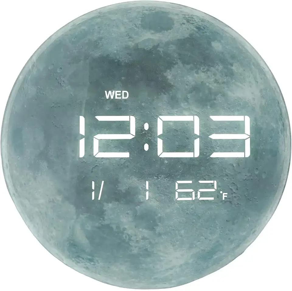 Nbdeal 13" Digital Wall Clock with LED Display, Calendar & Temperature, Automatic Dimming, 12/24hr Format, Wall & Desk Use - HUI-7851