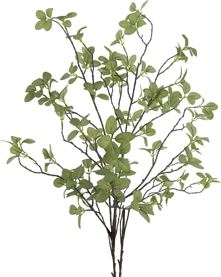 2 pcs Artificial Greenery Stems, 41.3’’ Tall Fake Plants Branches Faux Greenery Ficus Twig Leaf for Home Garden Shop Office Desk Decoration
