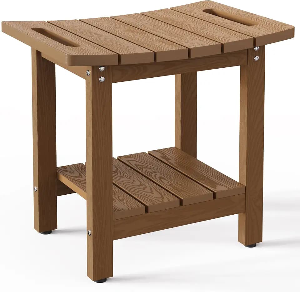HIPS Shower Benches for Inside Shower, Shower Stool with Space-Efficient Storage Shelf, Waterproof Shower Chair Seat for Spa Bathroom(Brown)