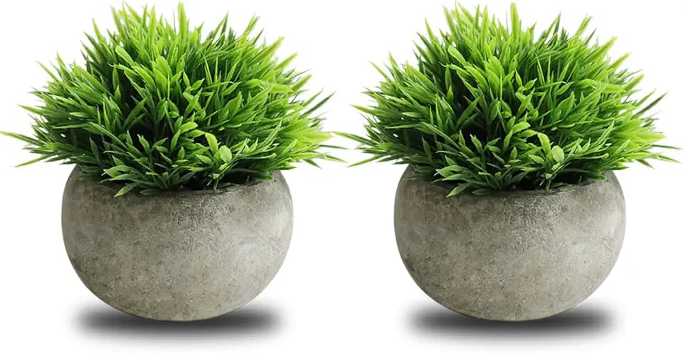 THE BLOOM TIMES 2 Pcs Small Fake Plants Artificial Potted Plants Home Decor