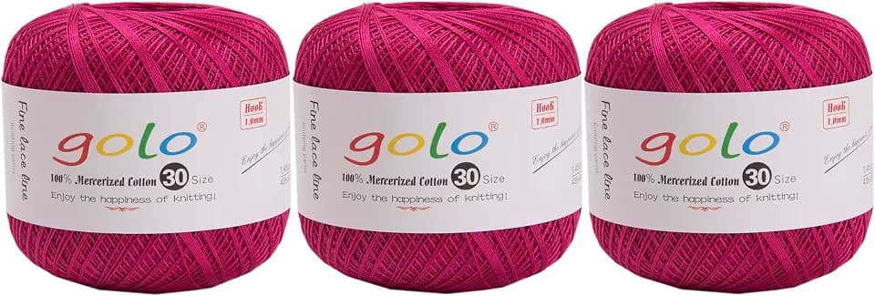 golo 3 Balls Crochet Thread Size 30 Embroidery Thread Yarn for Hand Kniting Yarn for Tatting 045