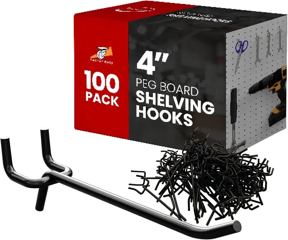 FactorDuty 4" Length Steel Black PEG Board Pegboard Shelving Hooks Wholesale Lot 20 lbs PEG Hooks Organizer Tools for Craft Storage, Garage, Kitchen, Tools and More