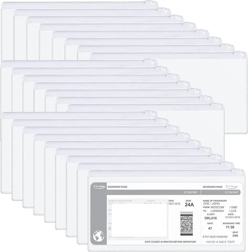 Frienda 100 Pcs Clear PVC Zipper Envelopes A6 with Label Pocket, White