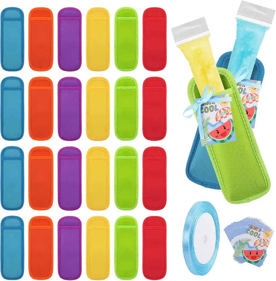 Alphatool 24 Pcs Reusable Vibrant Popsicle Holders for Kids