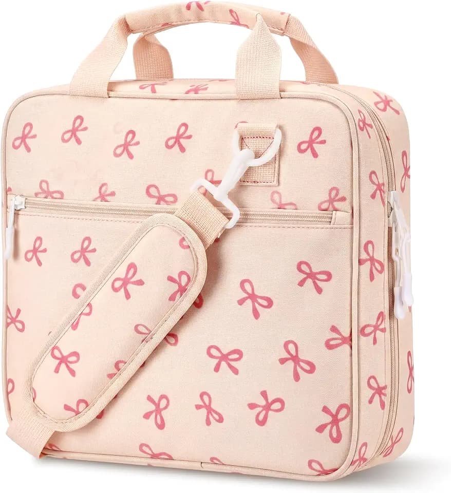 Zipper Binder Folder Keeper with Strap 2", 3 Ring, Pink, Bow
