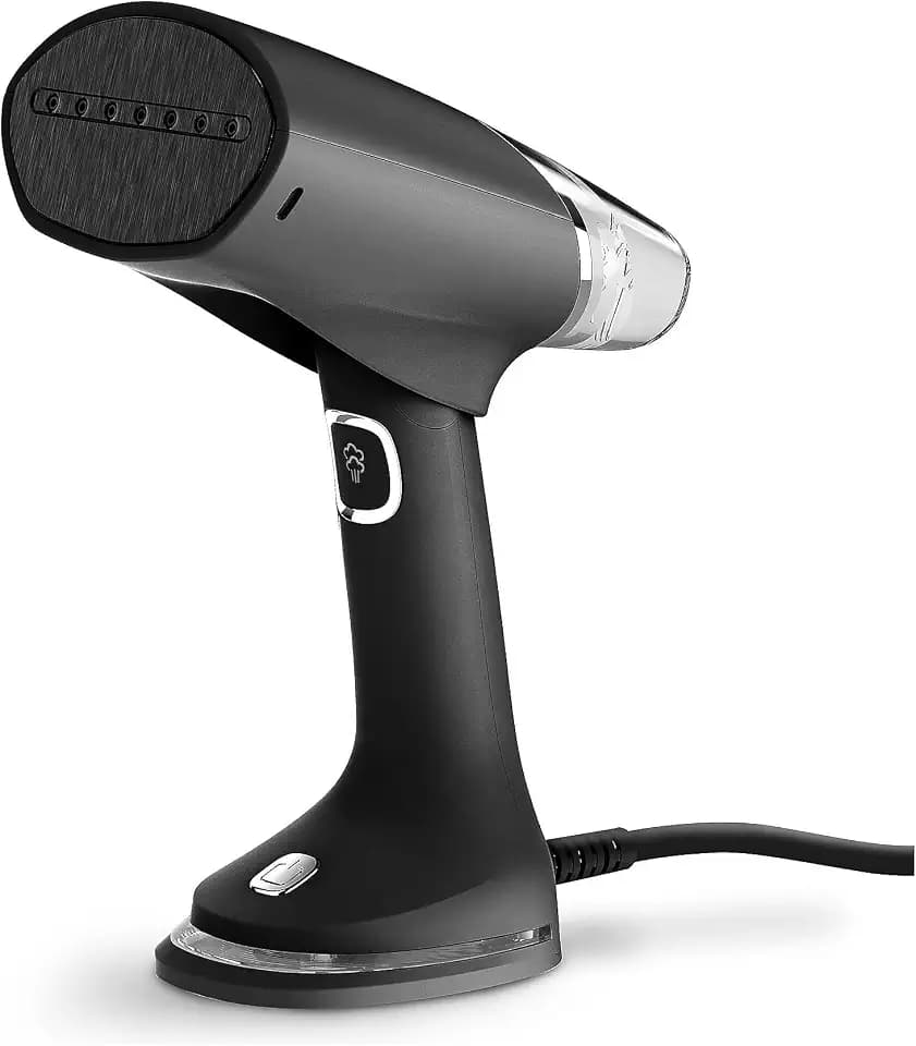 Foldable Handheld Garment Steamer - 1100 Watts of Powerful Steam - Dual Voltage (120-240) Great for worldwide Travel, Comes with Travel Bag (Black)