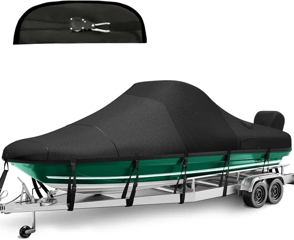 Center Console Boat Cover 20-22FT,Heavy Duty Waterproof Ratchet Cover,Black