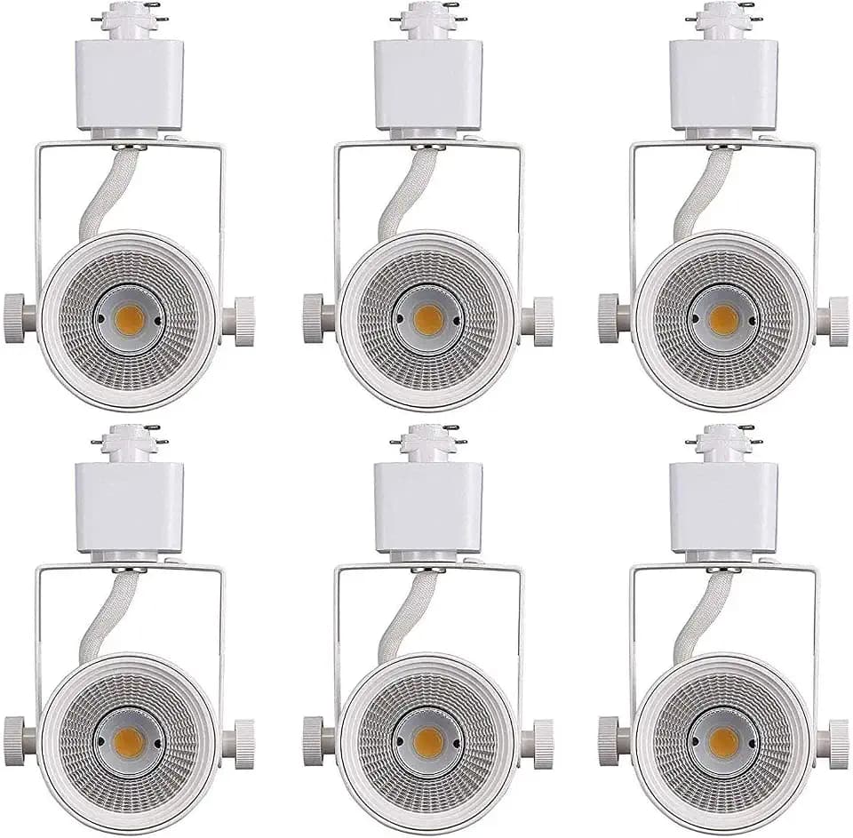 CLOUDY BAY 8W 3000K Warm White Dimmable LED Track Light Head,CRI90+ True Color Rendering Adjustable Tilt Angle Track Lighting Fixture,40° Angle for Accent Retail,White Finish,Halo Type- Pack of 6