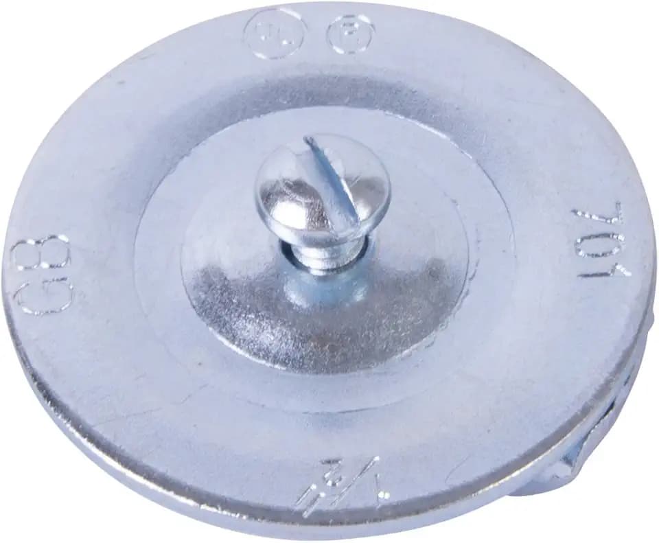 Gardner Bender KO701 Metal Knockout Seal, ½" Conduit Size, Marked Size, Rust-Proof Galvanized Steel, 16 AWG Steel, ⅜" Thread, Embossed, Self Centering, for Knockout Punch/Die Conduit, Cover