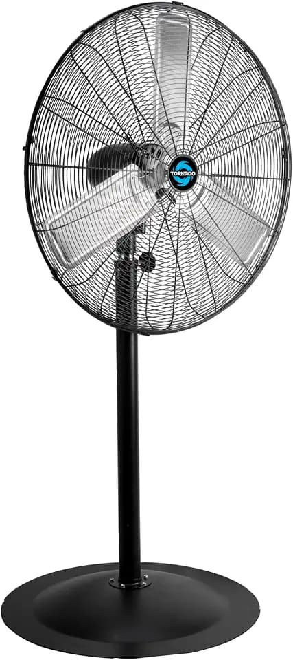 Tornado 30 Inch High Velocity Pedestal Fan, 8850 CFM, Oscillating, 3 Aluminum Blades, UL Listed for Commercial and Industrial Use, Black Stationary Stand Fan