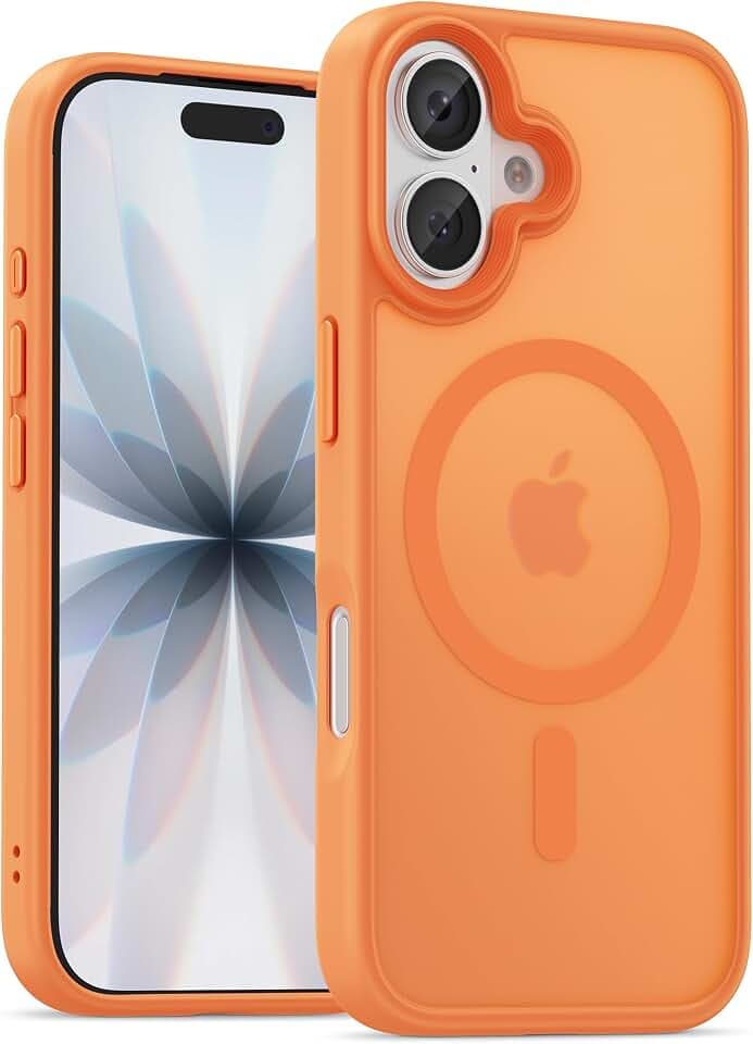 UNBREAKcable für iPhone 17 Hülle für MagSafe, Vollständiger Kameraschutz, Eingebauter Magnetring, Stoßfest Kratzfest Transluzente Matt Handyhülle für iPhone 17 Case 6,3 Zoll, Orange