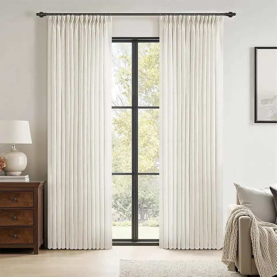 MIULEE Natural Pinch Pleated Linen Curtains 2 Panels 40W x 108L