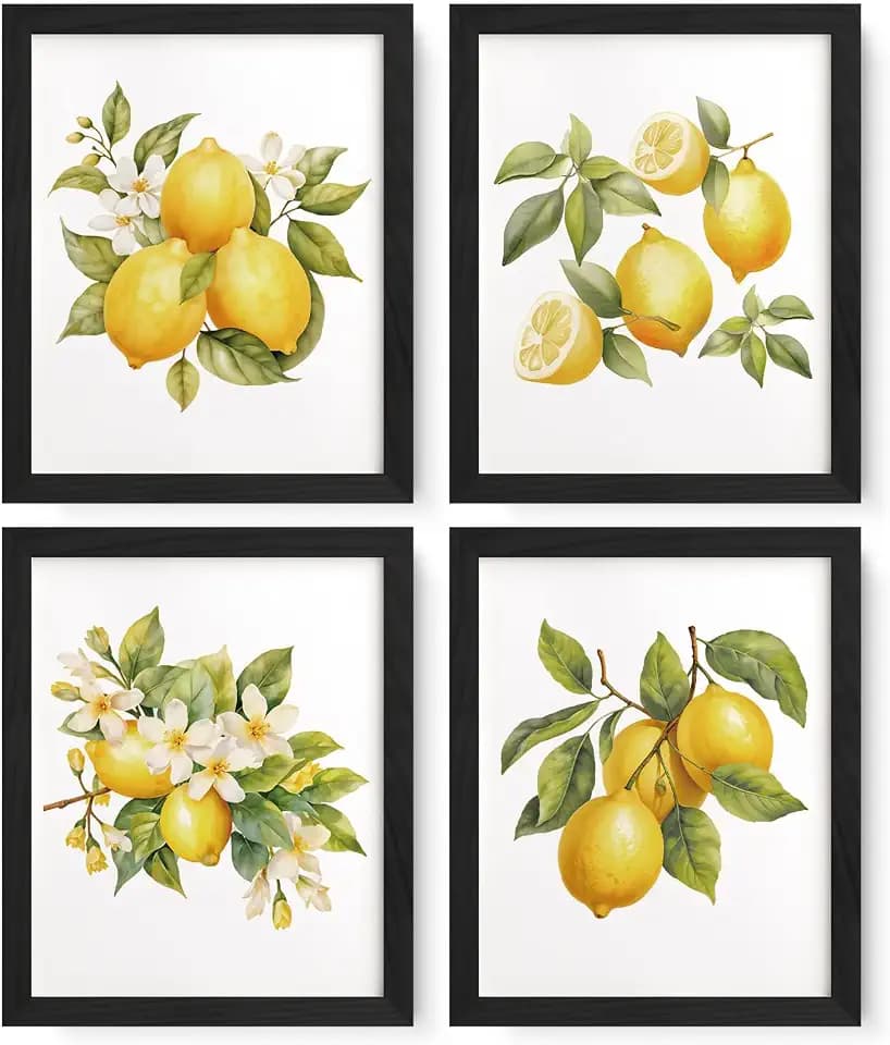 JXREQ Lemon Fruit Wall Art Decor for Home Kitchen Living Room Dining Room, Lemon Party Decorations Bathroom Decor, 8x10 Inch Unframed
