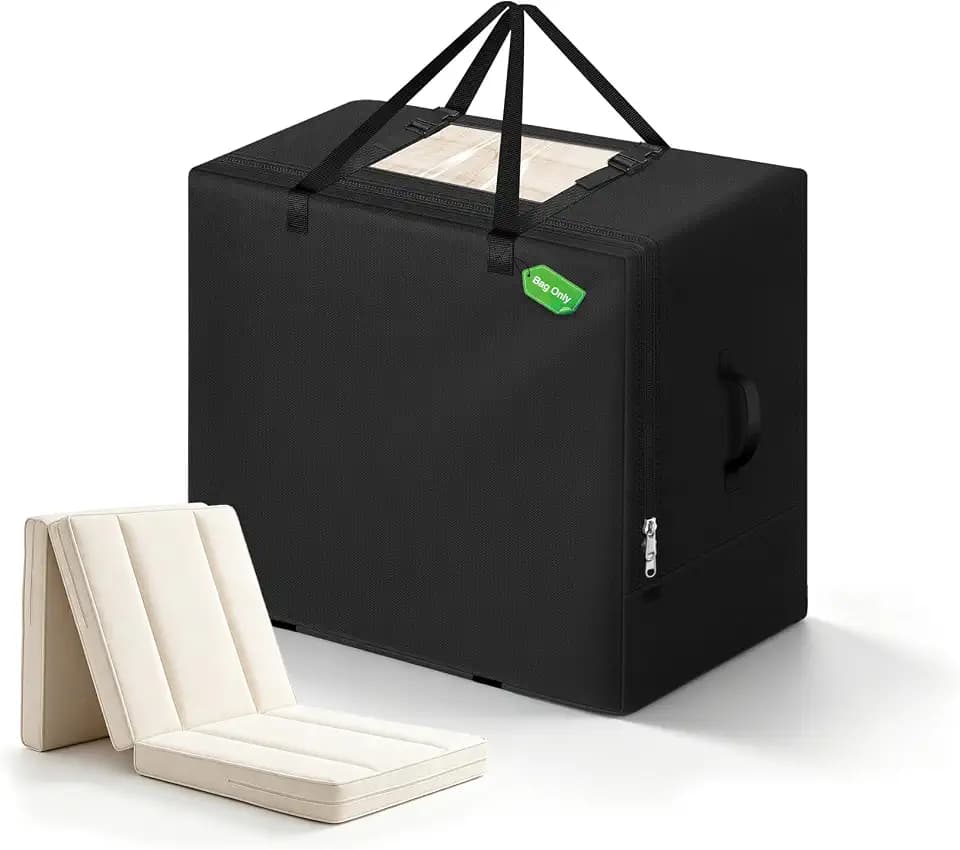 Cuddly Nest Folding Mattress Storage Bag Fits 4" Single Mattress, Black