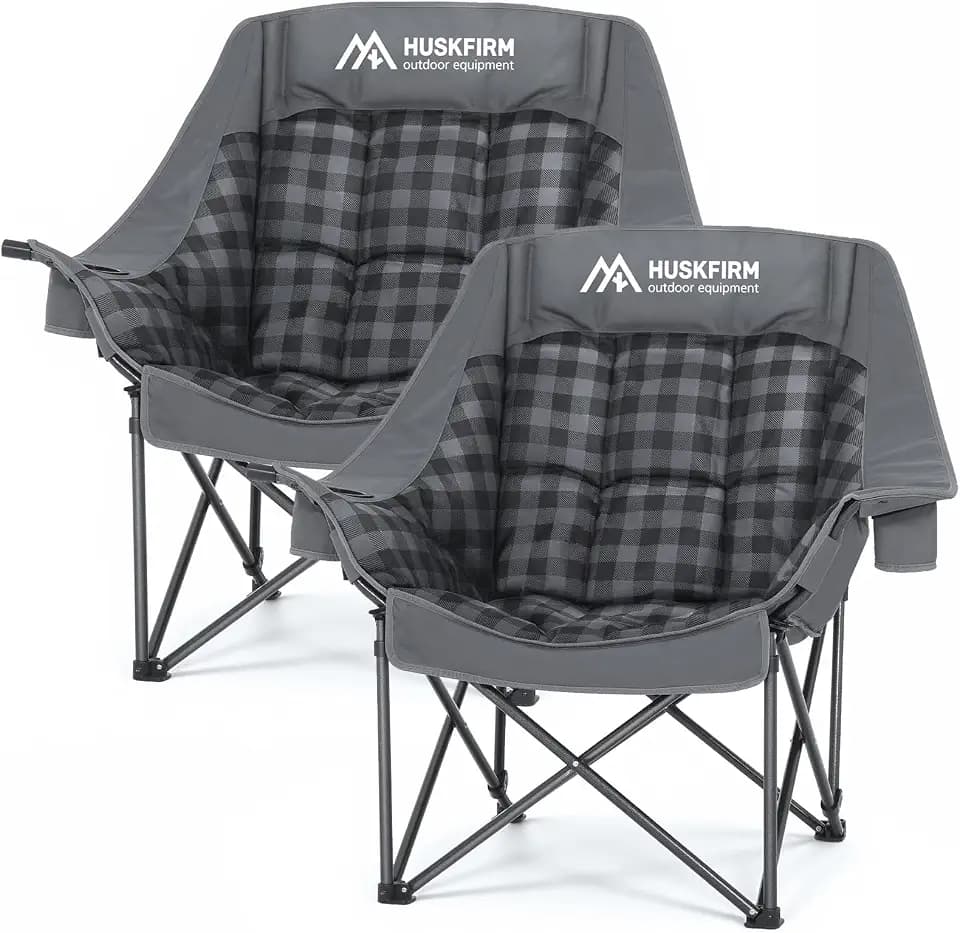 Huskfirm Oversized Camping Chairs 2 Pack Padded Camping Chair for Adults